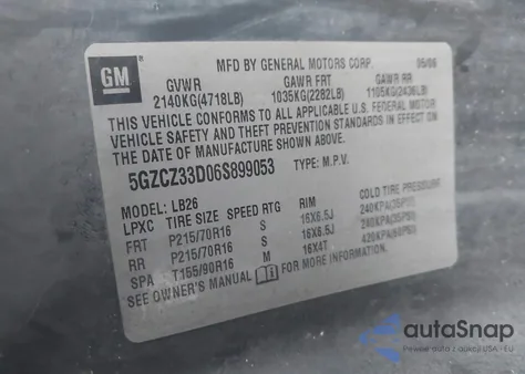 2006 Saturn Vue 4 Cyl from USA, damaged, VIN 5GZCZ33D06S899053